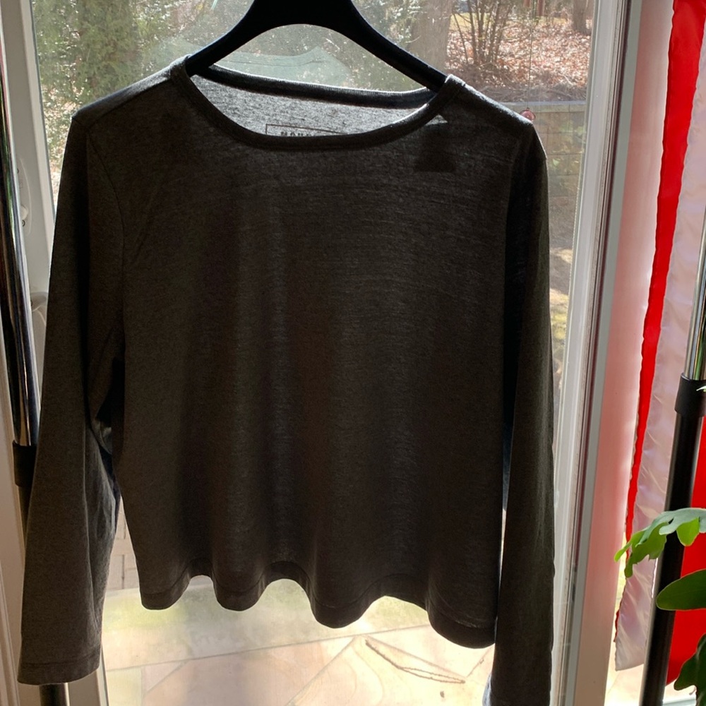 Mohnton Made Long Boxy Tee. Grey 1X. 52% Upcycled Cotton 48% Recycled Polyester